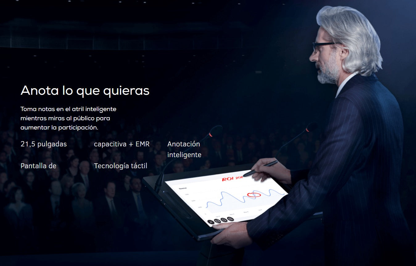 MAXHUB SL22MC Podium Monitor Táctil Interactivo líder en tecnología colaborativa para empresas y aulas de capacitación, Display táctil de 21.5" revoluciona la forma de trabajar en equipo, Conectividad total HDMI, USB, WiFi, conexión inalámbrica