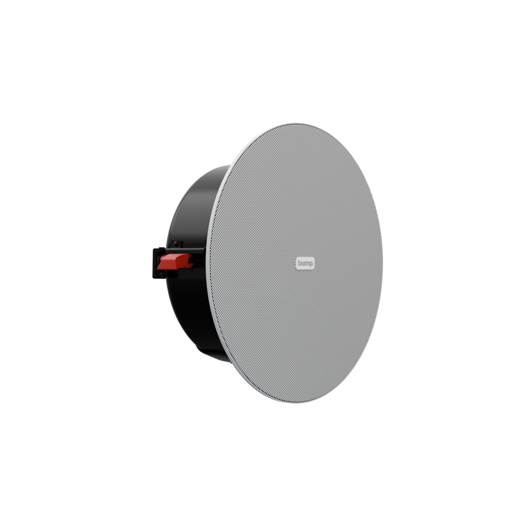 BIAMP Desono DX-IC4LP-W Altavoz de techo coaxial de perfil bajo y alta eficiencia de 4,5 pulgadas con controlador de compresión de alta frecuencia; funcionamiento a 8 ohmios o 70 V/100 V.60 W continuos, 240 W de pico 1 Par