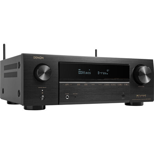 DENON AVR-X1800H es un receptor AV 7.2 (7 amplificados, 2 subwoofers) con 145W por canal. Soporta 8K/60Hz y 4K/120Hz, con Dolby Atmos, DTS:X, y HEOS Built-in para streaming. ¡Ideal para cine en casa inmersivo!