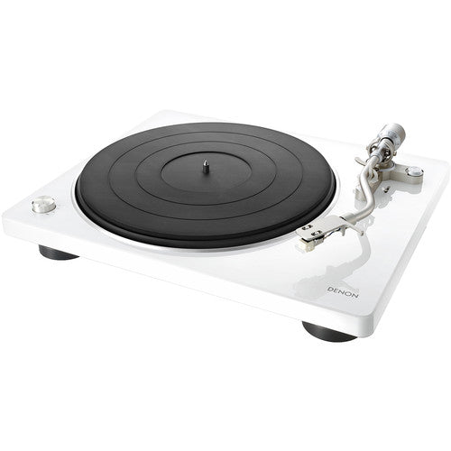 DENON DP400-WHT Tornamesa  Hi-Fi con sensor automático de velocidad,Brazo curvo rediseñado con elevación automática y parada de reproducción para una reproducción precisa de vinilos, Reproduce discos de 33 1/3, 45 y 78 rpm