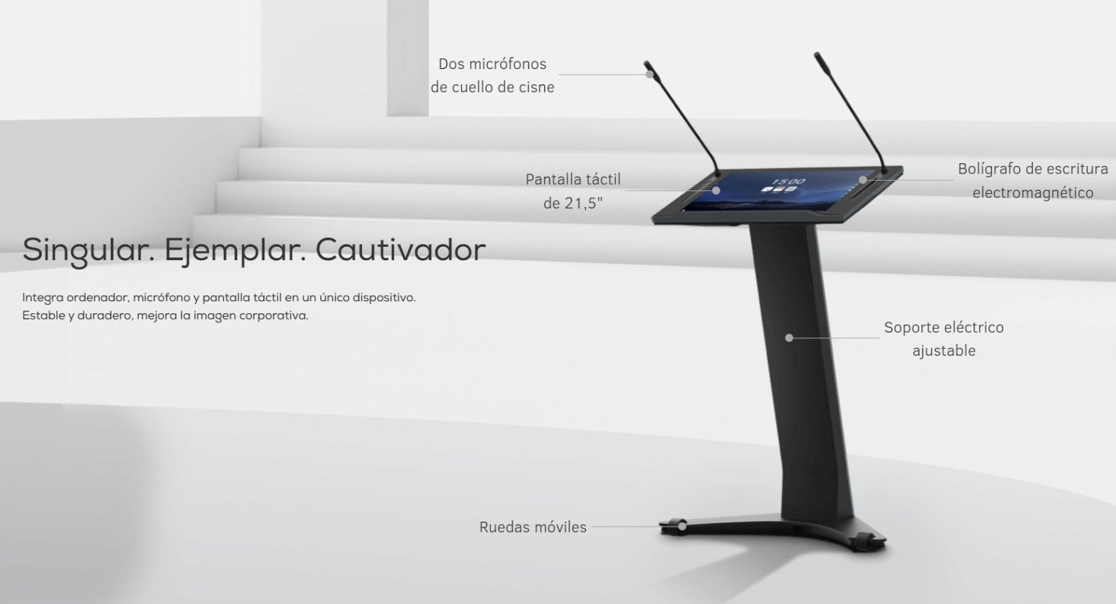 MAXHUB SL22MC Podium Monitor Táctil Interactivo líder en tecnología colaborativa para empresas y aulas de capacitación, Display táctil de 21.5" revoluciona la forma de trabajar en equipo, Conectividad total HDMI, USB, WiFi, conexión inalámbrica