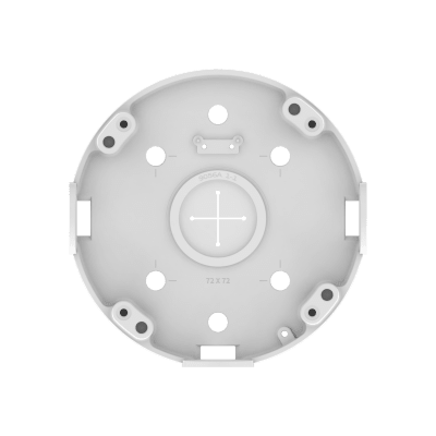 Base de Montaje para Techo SBP-180CMB / Aluminio / Color Blanco RAL9003 / Diámetro 180 mm / Peso 970 g / Tornillo TR30 / Orificio Conduit 19.1 mm / Compatible con Múltiples Modelos Hanwha.
