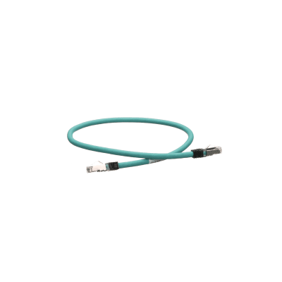 Patch Cord Cat5e de Grado Industrial 600V, Blindado SF/UTP, Calibre 24 AWG, Color Aqua, 60 cm.