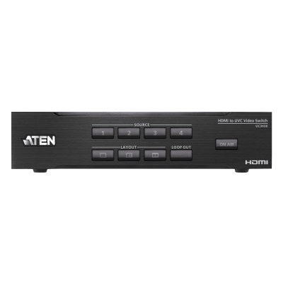 Switcher de Video CAMLIVE PRO 4K / 4 Entradas HDMI / USB-C 4K@30 / Mezclador de Audio y Video / PiP/PoP/Chroma Key / Compatible con Windows y Mac / Control Remoto ATEN OnAir Lite