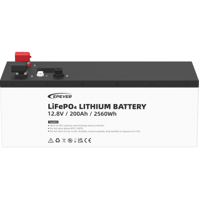 Batería de litio LiFeO4 12.8Vcc, 200Ah, 2.56Kwh, Pantalla LCD para Monitoreo Local, Carcasa Metálica