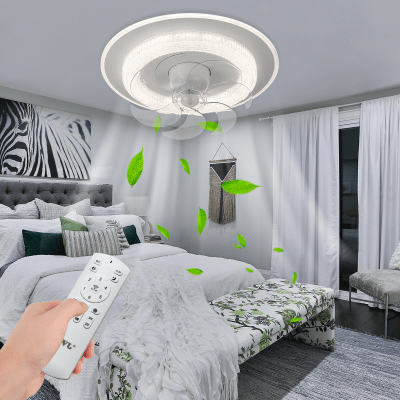 Ventilador de Techo con Luminario LED de 110 V CA 50/60 Hz /  88 W / 3 Tonos de Luz (6500 - 4 000 - 2 700 K) / Con giro 360° / Diámetro 495 mm / 6 Velocidades / Dimeable.