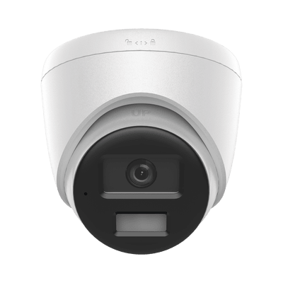 [Dual Light] Turret IP 4 Megapixel  / Lente 2.8 mm / 20 mts IR + 20 mts Luz Blanca / Micrófono Integrado / ACUSENSE Lite / Exterior IP67 / PoE / dWDR / H.265+ / ONVIF