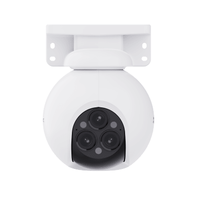 Cámara PT / Wi-Fi / Triple Lente / Panorámica 360° / Resolución 2k+ / Visión Nocturna a color  / IA Detección de Humanos y Vehiculos / Alarma con Sirena y Luz / IP67