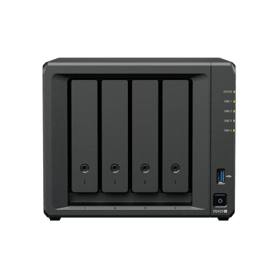 NAS DiskStation DS425+ | 4 Bahías | Intel Celeron J4125 2.7 GHz | 2 GB DDR4 / 2.5GbE + 1GbE | 2 Puertos USB 3.2 Gen 1 | 2 Ranuras M.2 NVMe | Hasta 80 TB | Synology DSM.