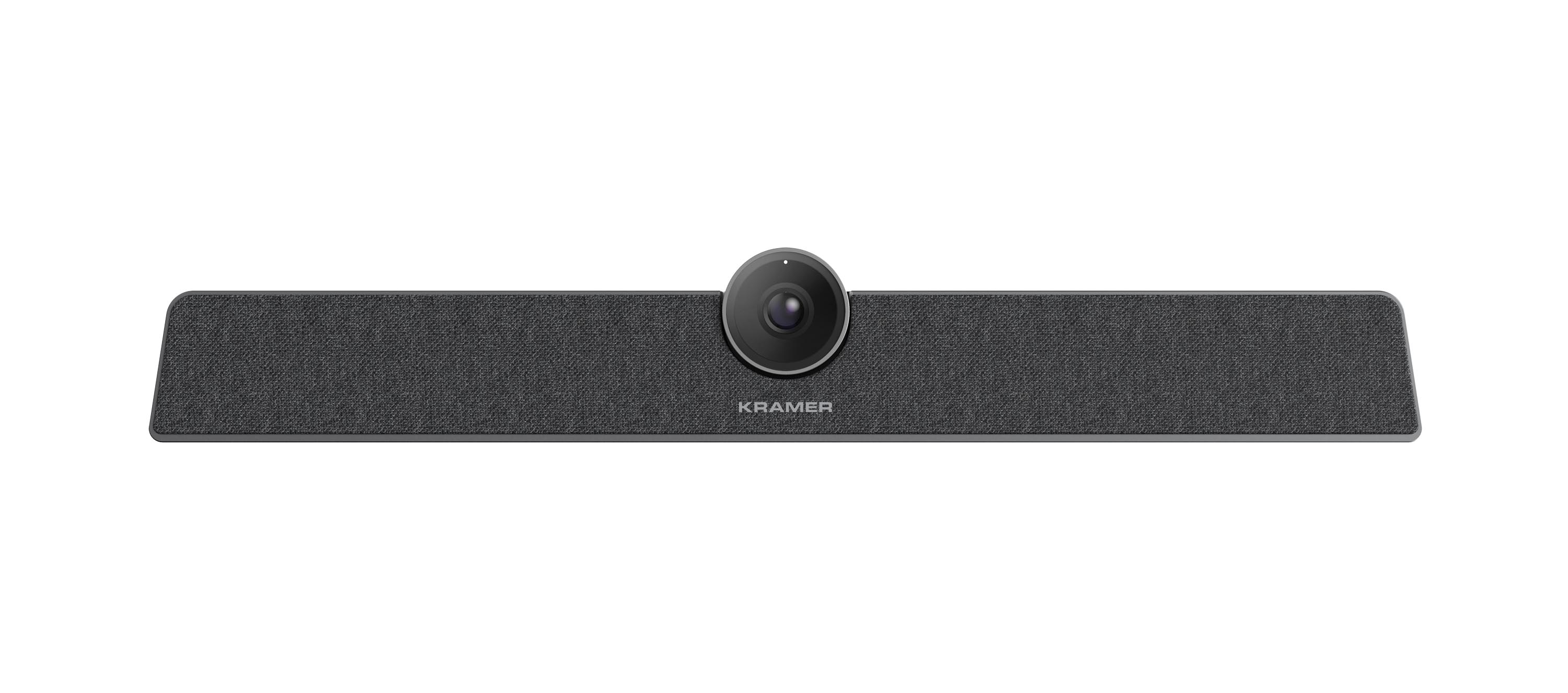 KRAMER K-Bar Cámara de 12 MP, FOV de 120˚, zoom digital de 5 aumentos, micrófono de 6 elementos, altavoz de 8 W, autoencuadre y seguimiento de voz basados en IA, Conectividad USB-C, 3.5 mm