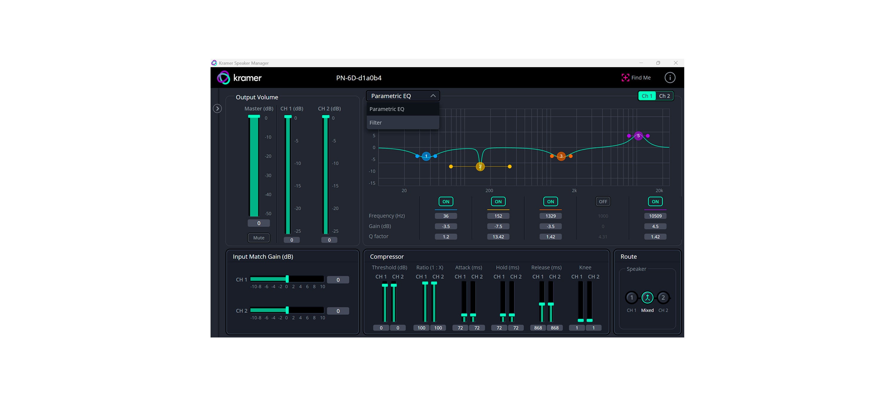 KRAMER WM-6D Altavoce DANTE Autoamplificado, alimentación PoE, 10W a 30W de potencia,de 2 vías para pared de 6.5" Control vía LAN de nivel de audio: volumen, agudos y graves. Entrada LAN, Disponible en colores blanco y negro.1 PIEZA