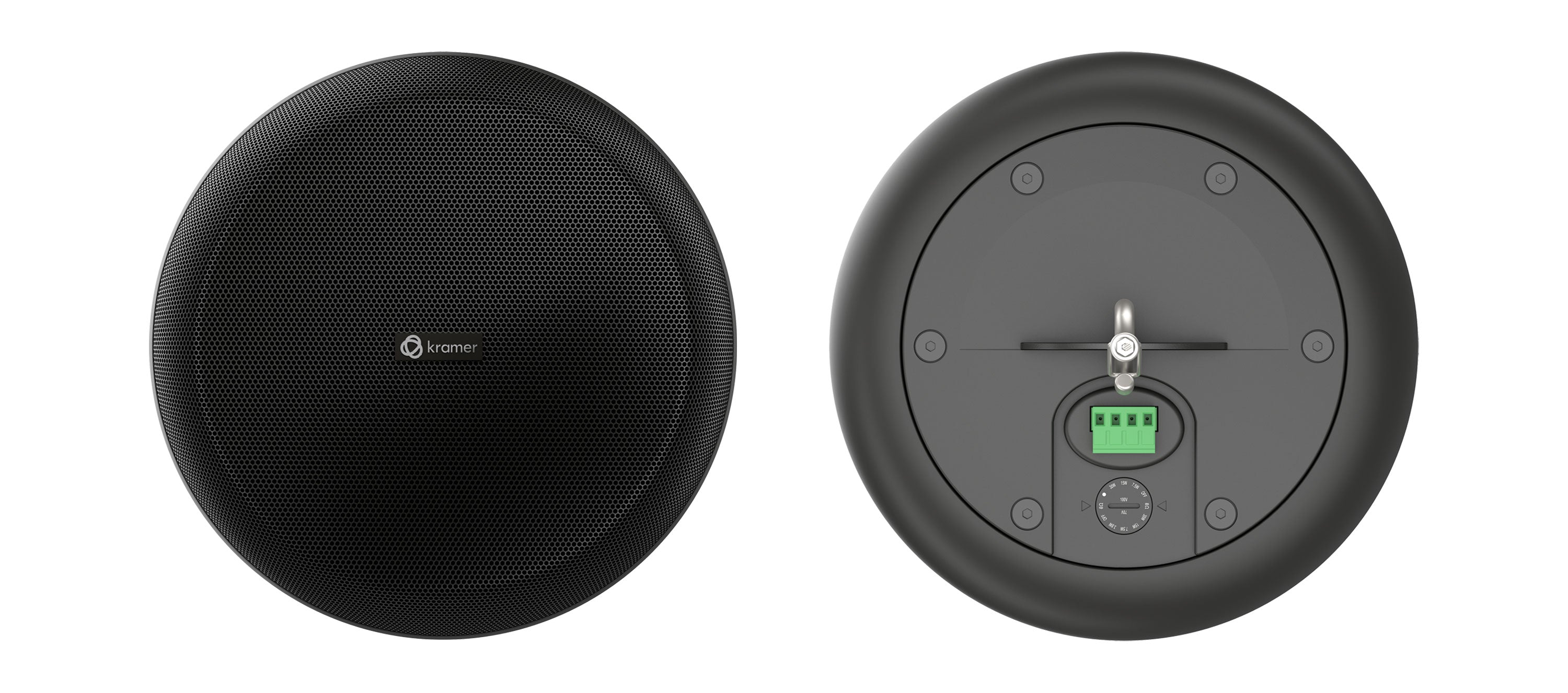 KRAMER PN-6P Altavoce colgante pasivo de 2 vías, de 6.5" Baja impedancia (8 Ω) / alta impedancia (70 V/100 V) Taps 30 W/15 W/7,5 W/3,8 W, Potencia: 30 W continuos / 45W pico, Disponible en blanco y negro 1 PIEZA