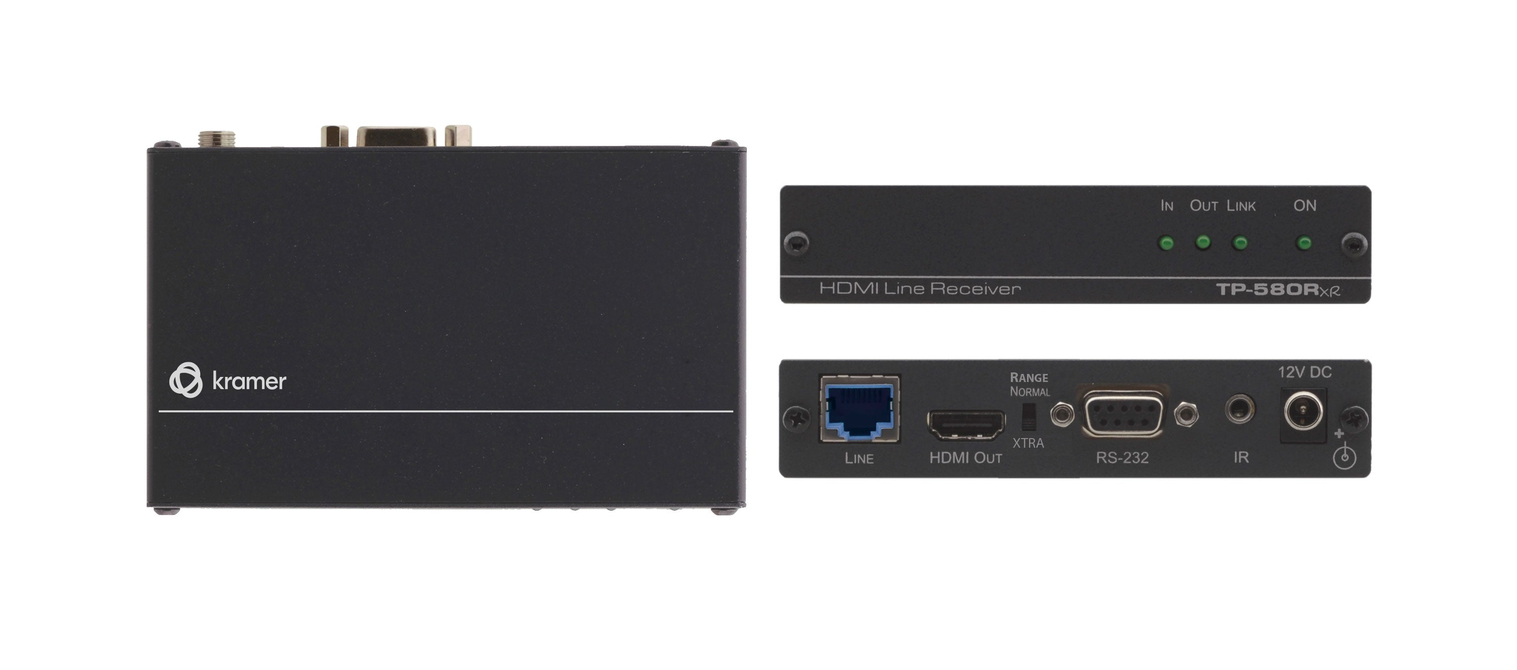 Kramer TP-580Rxr Receptor de video HDBaseT para señales HDMI 4K@60Hz (4:2:0), RS−232 bidireccional e IR. Extiende sobre cable de par trenzado CAT, 100 metros una señal HDMI con resolución de hasta 4K@60Hz (4:2:0) 24bpp