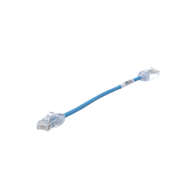 Cable de Parcheo UTP Cat6A, CM/LSZH, Diámetro Reducido (28AWG), Color Azul, 20 cm.