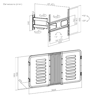 ENCLOSURE PARA PANTALLA HASTA 75" |  RESISTENTE  A INTEMPERIE MONTURA PARED | CAPACIDAD  DE CARGA MAX. 50 KG