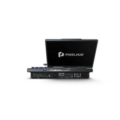Controlador de Eventos Compacto U5 / Pantalla Táctil Principal 21.5" / Pantalla Inteligente 8" / 87 Botones LCD Programables / 4 Encoders y 8 Faders / Control MIDI y KVM / Diseño Plegable / Software PixelFlow / HDMI 2.0 / 12G-SDI /