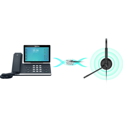 Diadema Alámbrica YHS34 Dual de Yealink QD a RJ9 con Almohadillas de Esponja