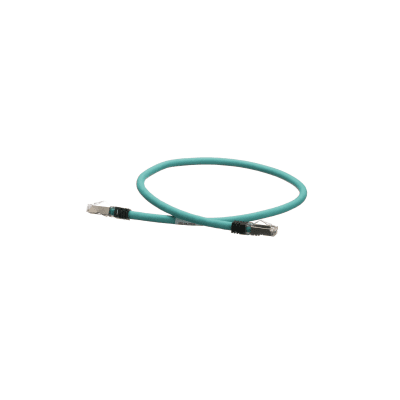 Patch Cord Cat5e de Grado Industrial 600V, Blindado SF/UTP, Calibre 24 AWG, Color Aqua, 60 cm.