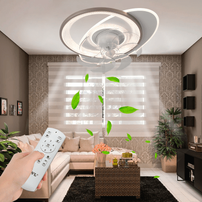 Ventilador de Techo con Luminario LED de 110 V CA 50/60 Hz /  88 W / 3 Tonos de Luz (6500 - 4 000 - 2 700 K) / Con giro 360° / Diámetro 550 mm / 6 Velocidades / Dimeable.