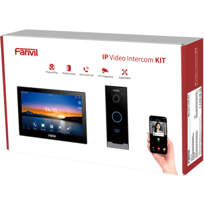 Kit Videoportero IP Fanvil VIK-01, Estación Interior SIP i504W + Frente de Calle i60, Llamadas HD, Desbloqueo Remoto, App Fanvil Link, Wi-Fi 2.4G/5G, PoE