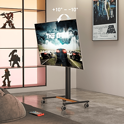 Soporte Móvil para Pantalla | Compatibilidad VESA 200x200 hasta  600x400 / Ruedas con Frenos / Ajuste de Altura y Ángulo / Soporte para TV de hasta 55 Pulgadas / Capacidad de Peso 35 kg