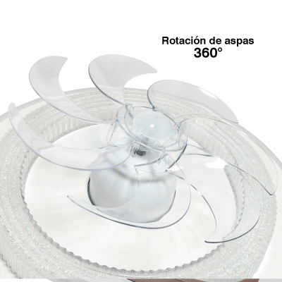 Ventilador de Techo con Luminario LED de 110 V CA 50/60 Hz /  88 W / 3 Tonos de Luz (6500 - 4 000 - 2 700 K) / Con giro 360° / Diámetro 495 mm / 6 Velocidades / Dimeable.
