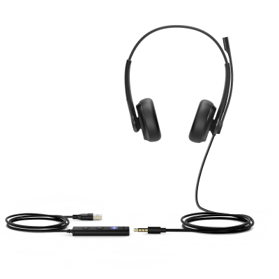 Diadema USB Alámbrica Yealink UH34 Dual Teams C/ Almohadillas de Cuero Compatible con Teléfonos IP Yealink y Computadoras