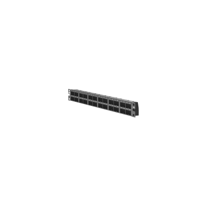 Panel de Parcheo Modular Mini-Com (Sin Conectores), Plano, Blindado, Alta Densidad, de 48 puertos, 1UR