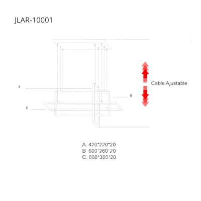 Lámpara de Techo LED / 100W / Luz Blanca 6500K, Neutra 4000K, Cálida 2700K / IP20 / Ángulo de Luz 120° / Aluminio y PC / Vida Útil 50,000h / Longitud de Cable Ajustable