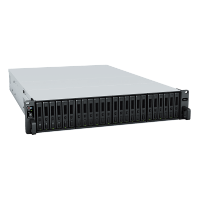 Servidor de Almacenamiento FlashStation FS3410 | 24 Bahías SSD SATA 2.5" | Intel Xeon D-1541 8 Núcleos | 16 GB RAM (Ampliable a 128 GB) | 356,500 IOPS Lectura | 129,400 IOPS Escritura | 4 Puertos 1GbE + 2 Puertos 10GbE