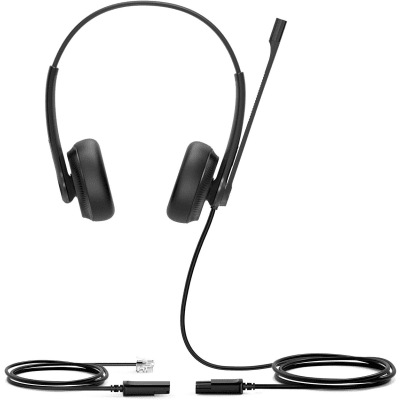 Diadema Alámbrica YHS34 Dual de Yealink QD a RJ9 con Almohadillas de Cuero