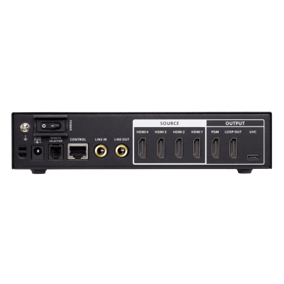 Switcher de Video CAMLIVE PRO 4K / 4 Entradas HDMI / USB-C 4K@30 / Mezclador de Audio y Video / PiP/PoP/Chroma Key / Compatible con Windows y Mac / Control Remoto ATEN OnAir Lite