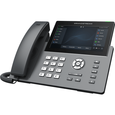 Teléfono IP Wi-Fi, Grado Operador, 12 líneas SIP con 6 cuentas, pantalla táctil  7", puertos Gigabit, Bluetooth, PoE, codec Opus, IPV4/IPV6 con gestión en la nube GDMS