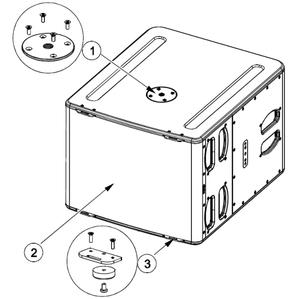 NEXO L15U Subwoofer, Caja subgrave de acompañamiento para el P12, Rango 40 a 120 Hz y 139 dB máxima,  controlador de excursión de 15”, caja de abedul báltico/contrachapado de álamo e insertos roscados para accesorios de montaje, adaptador de soporte M20