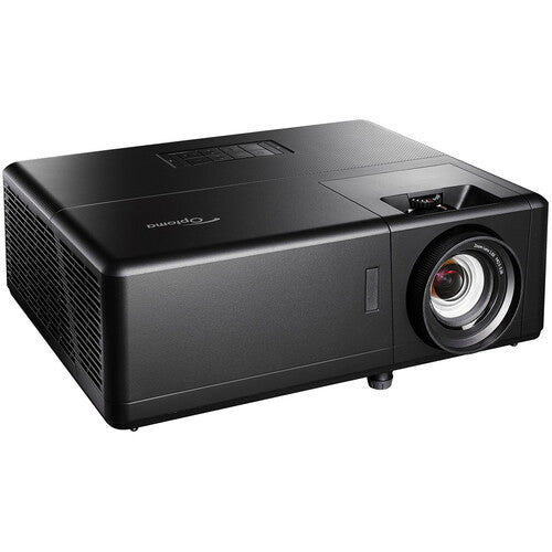 Proyector laser Optoma UHZ55 4K UHD color negro visto en angulo de tres cuartos
