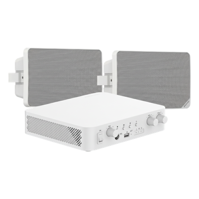 Kit de Audio / 70V-100V / 2 Altavoces de Pared / Bluetooth / 2 Zonas / 80W / Control Web