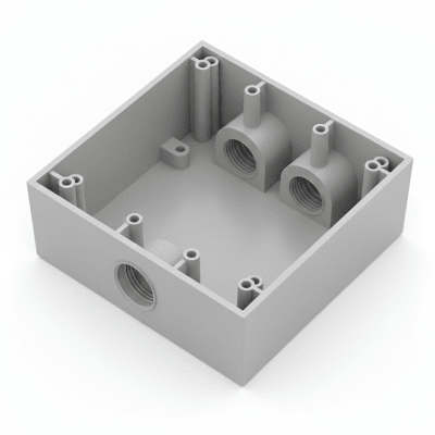 Caja Condulet Cuadrada de 3/4" (19.05 mm)/ 3 Bocas (2 Arriba-1 Abajo) / A Prueba de Intemperie.
