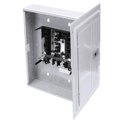 Centro de carga trifásico 3 Fases, 4 Hilos para interruptores QP, de 12 polos - 24 circuitos, 120/240vca, Barras de aluminio 125 Amp, Nema 1, uso interior. Incluye tapa.