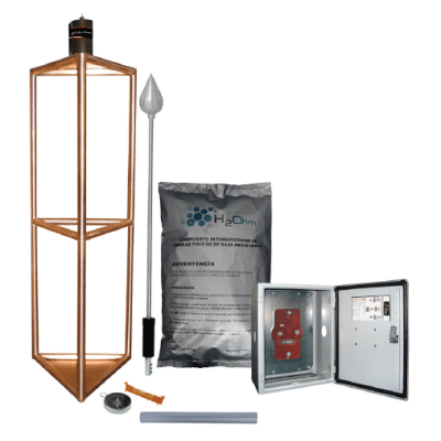 Kit de Pararrayo con Punta con Diámetro de Protección de 300 metros, fabricado en Acero Inoxidable.