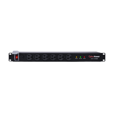 PDU Básico Para Distribución de Energía con Supresor de Picos, Con 12 Tomas NEMA 5-15R Traseras, 1UR, 15 Amp, 120 Vca, 1800 Joules de Protección