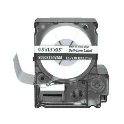 Casete de 175 Etiquetas Autolaminadas de 12.7 x 38.1 mm, para Cables de 4 a 8.1 mm de Diámetro, Área de Impresión Color Blanco