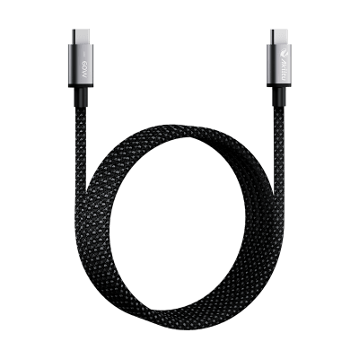 Cable de Carga USB-C a C 1.5 Metros / Tecnología GaN (Nitruro de Galio / Fast-Charging / Potencia 60W / Velocidad Transferencia 480 Mbps / Material Nylon /  Conector Aluminio Anodizado