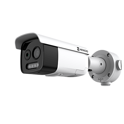 Cámara Bullet Bi-espectro Térmica y Óptica / 5MP Óptico + 160×120 Térmico / Detección Humana 100m y Vehicular 300m / Alarma Temperatura -20°C a 150°C / Detección Incendios y Fumar / IP6