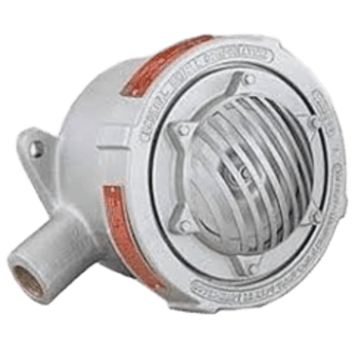 Bocina Vibrante a Prueba de Explosión Modelo 41X con Carcasa de Aluminio Resistente a la Corrosión / 120VAC, 240VAC, 24VDC / Volumen Ajustable / Ciclo de Trabajo 5 Minutos / Montaje en Tubería o Superficie