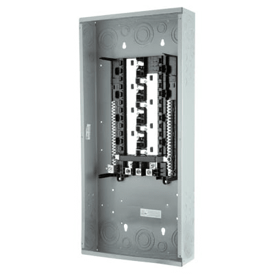 Centro de carga trifásico 3 Fases, 4 Hilos para interruptores QP, de 24 polos - 42 circuitos, 120/240vca, Barras de aluminio 200 Amp, Nema 1, uso interior. Incluye tapa.