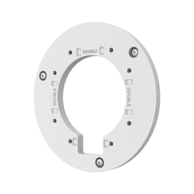 Adaptador de Montaje SBD-137WMA para Cámaras Hanwha Vision / Aluminio Blanco RAL 9003 / Diámetro Ø137.5 mm / Compatible con SBP-137WMW / Tornillo TR20 / Certificaciones EAC RoHS KC CE FCC.