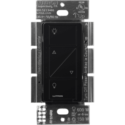 (Caseta Wireless) Atenuador de pared. Aumenta/Disminuye Intensidad de Iluminación. No requiere cable neutro. 150W LED / 600W INC/HAL