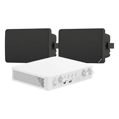 Kit de Audio IP / Amplificador 80W / 2 Altavoces de Pared / 2 Zonas 40W / Bluetooth / 70V/100V