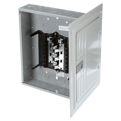 Centro de carga monofásico 1 Fase, 3 Hilos para interruptores QP, de 12 polos - 24 circuitos, 120/240vca, Barras de aluminio 125 Amp, Nema 1, uso interior. Incluye tapa.