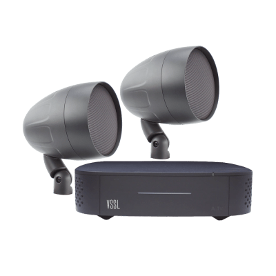 KIT Amplificador VSSL A1X | 2 Bocinas Acoustiscape TruAudio Modelo AS2T |  IP66